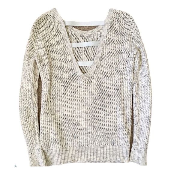 Trouvé Marled Knit Cut Out Sweater Light Gray & White Women’s US Size Small - Picture 1 of 6